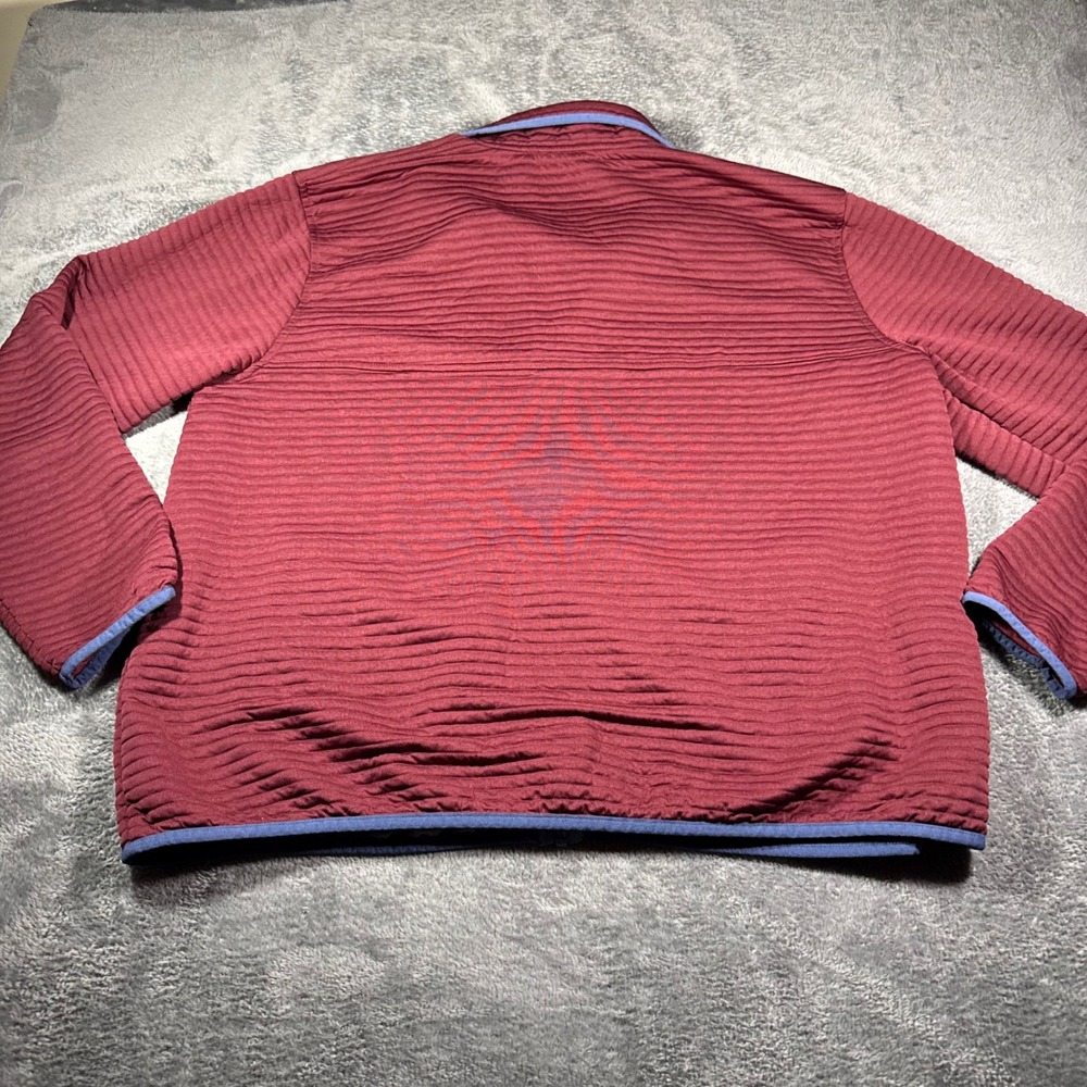 LL Bean Mens XXL Ridge Fleece Full Zip Jacket Burgundy Red Blue 520414 Regular - Picture 2 of 6